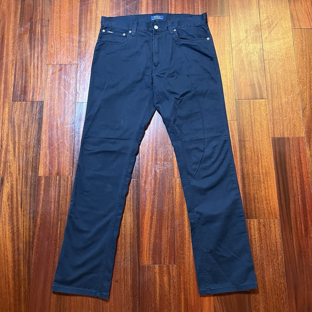 Polo Ralph Lauren Jeans Mens 34x31 Navy Blue 5 Pocket Pant Chino Light Weight